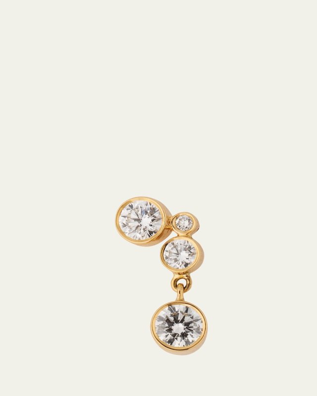 18K Yellow Gold Diamond Earring, Single